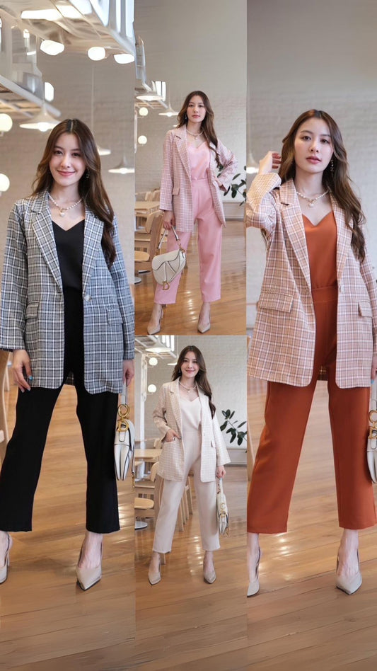 Aurora 3 piece co-ord set, long sleeve blazer & top and pant